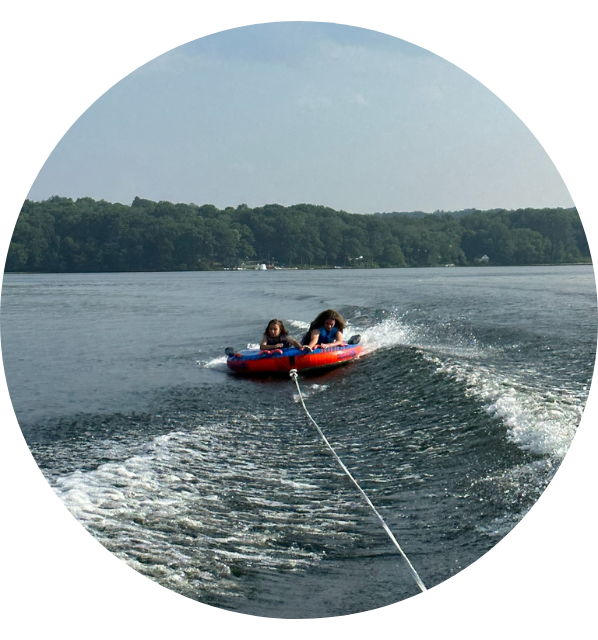 2 Kids Water Tubing in Squam Lake, New Hampshire | New Hampshire Watersports